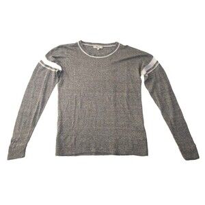 Ladies Madewell Lightweight 109% Linen Gray W/Sleeve Stripes LS Sweater Size S